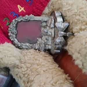 ⚜️  Pewter Cat Ornate Stocking Frame Holder 1990's